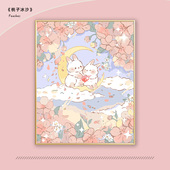 月貌花容 数字油画diy填充手绘丙烯画手工涂鸦填色油彩画治愈系