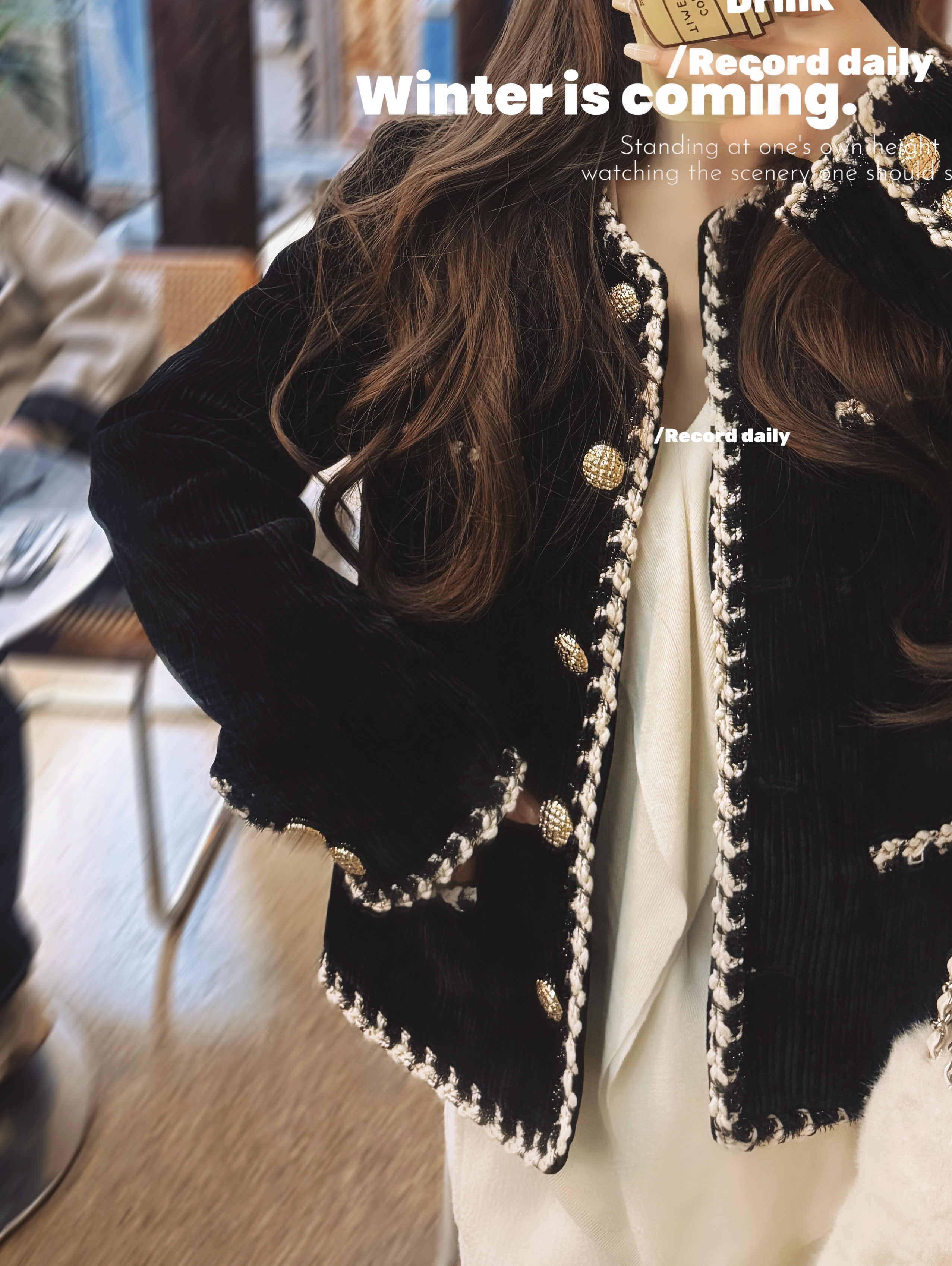 LISEYEN设计师款香香气质外套 高质精工版本女冬季短款小众设计感