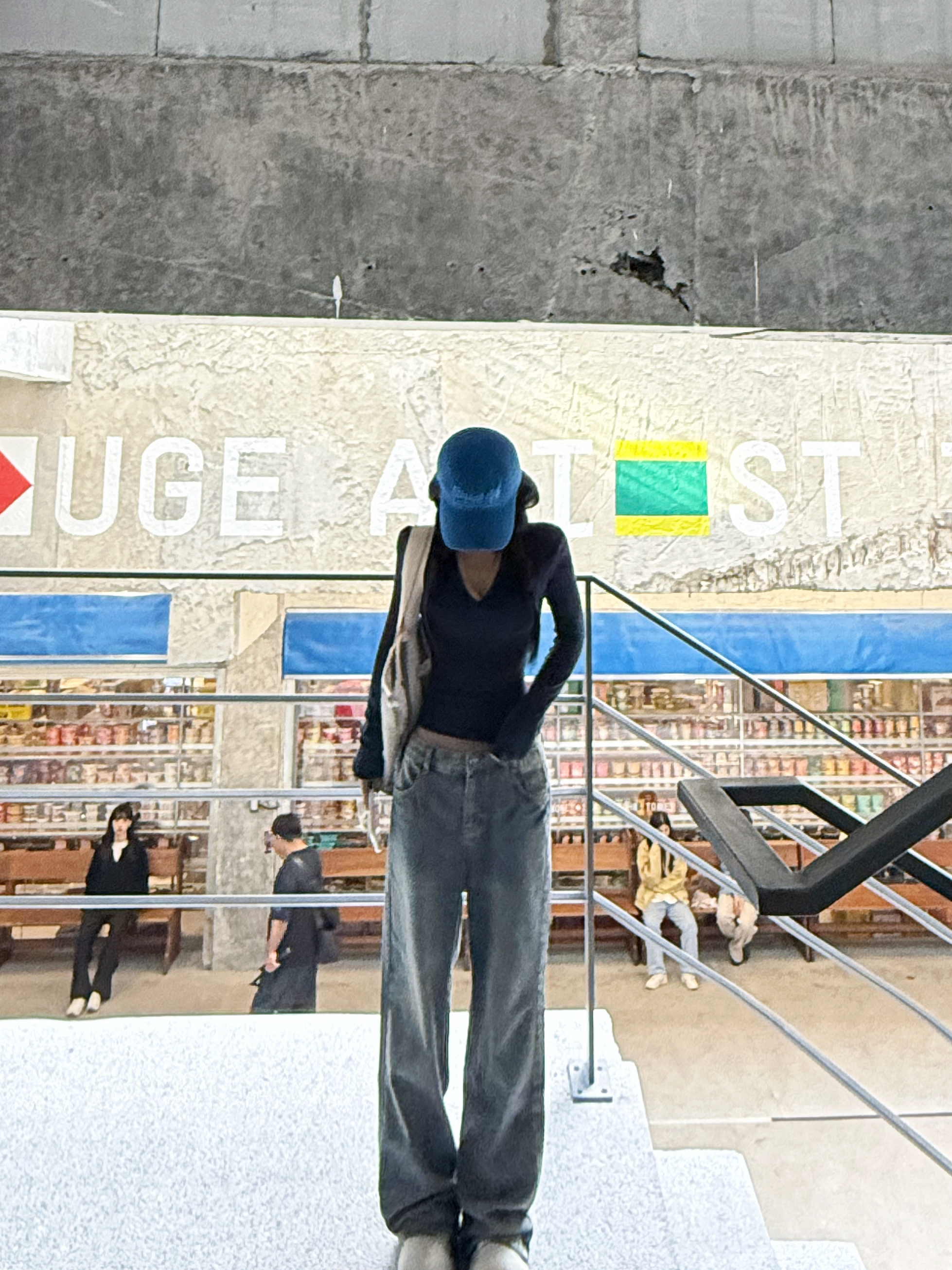 LISEYEN设计师款 水泥色直筒牛仔裤女秋季新款宽松休闲百搭裤子