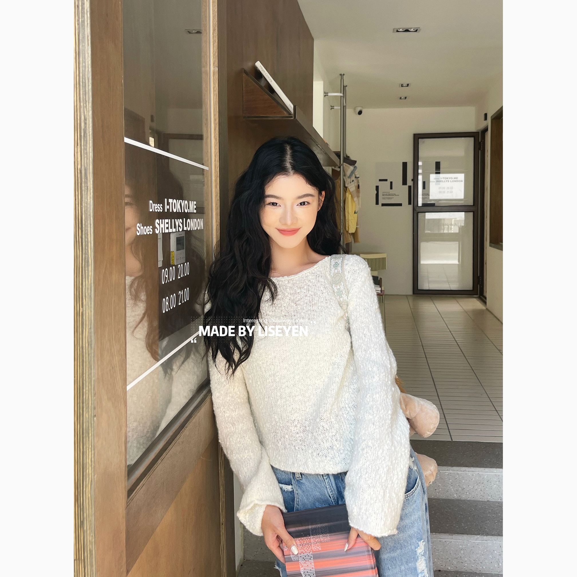 原创设计感LISEYEN小众颗粒毛衣