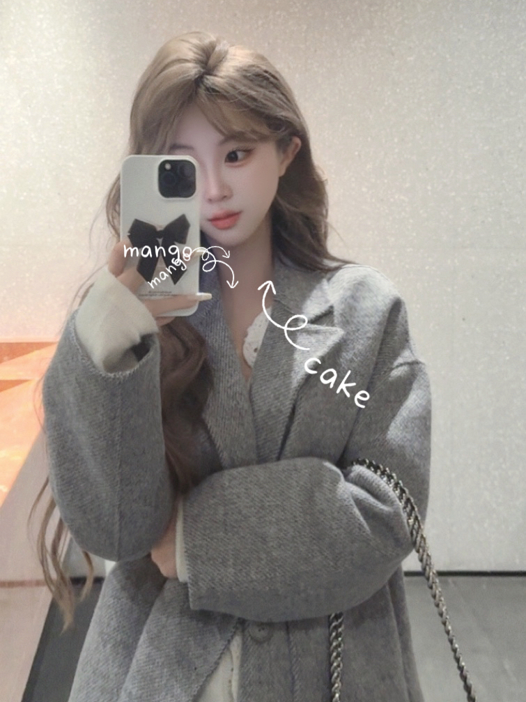 Liseyen设计师原创 人字纹羊毛双面尼西装 70羊毛休闲中长款外套