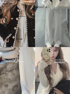 高克重坠感不透万能搭白色休闲裤 LISEYEN设计师原创 质感巨好