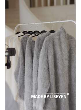 LISEYEN2024年新款春季女原创羊驼毛长款系列V领戴帽短款超长款