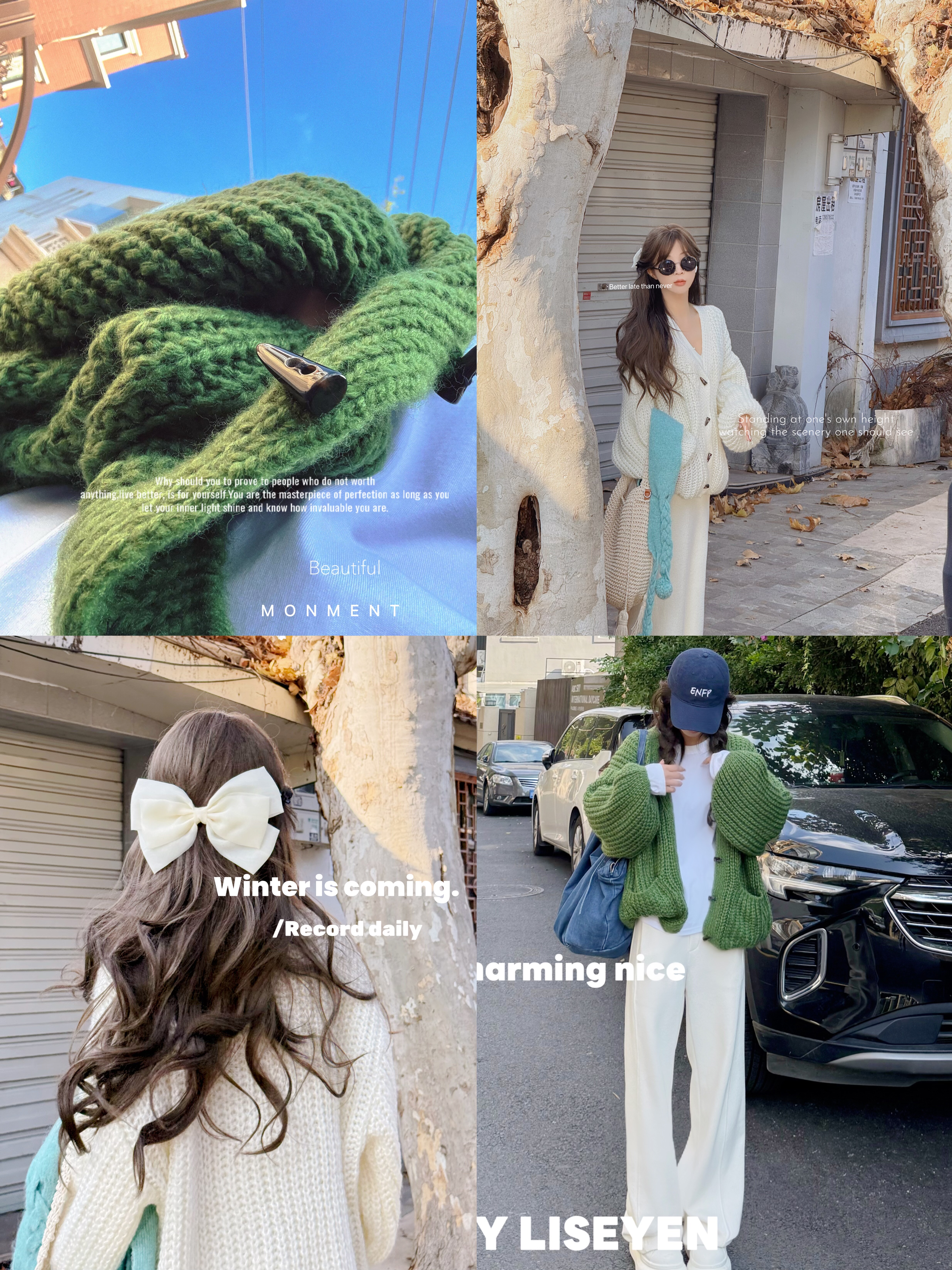 LISEYEN设计师原创牛角扣粗针织轮廓型伞状毛衣开衫女冬宽松上衣