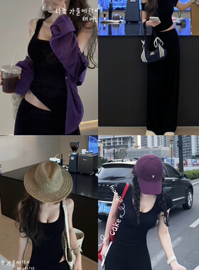 LISEYEN设计师款ALL BLACK显瘦显身凉爽轻薄系列女夏吊带修身背心