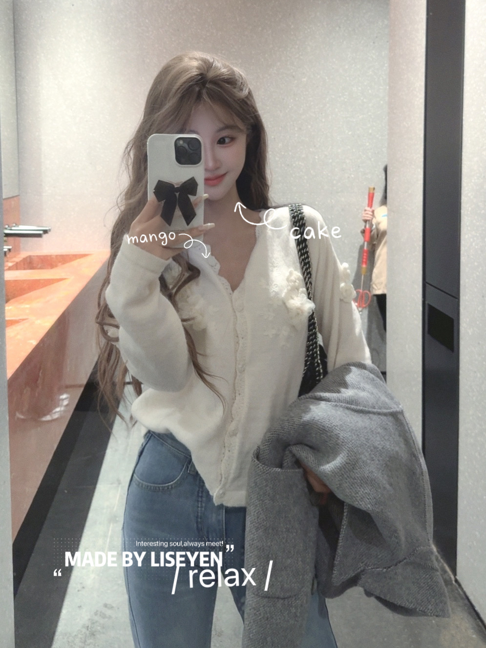 LISEYEN设计师款 高腰牛仔微喇裤 显腿长腰细宽松休闲设计感裤子