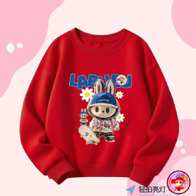 红色新年卫衣圆领加绒保暖上衣潮