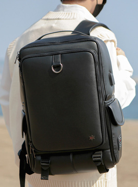 韩国Exit潮牌双肩包2025款男士商务出差简约背包防水笔记本电脑包