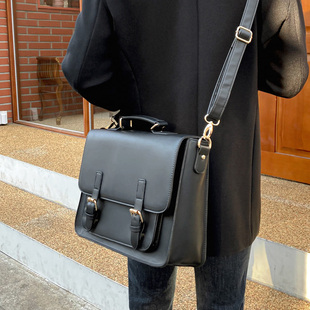 韩国剑桥包小号纳帕纹皮女包斜跨单肩背包方形横款 双肩包制服包