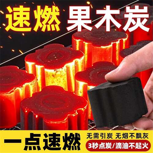 速燃炭果木炭烧烤碳木炭专用无烟易燃家用炭块方圆碳烤炉竹炭助燃