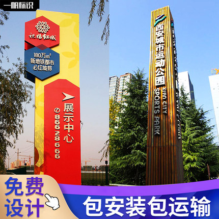 精神堡垒导向牌景区导视牌停车场商场网红立式分流指引指路标识牌