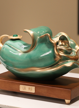 新中式金玉白菜摆件百财招财办公室装饰品开 业礼物高端陶瓷工艺