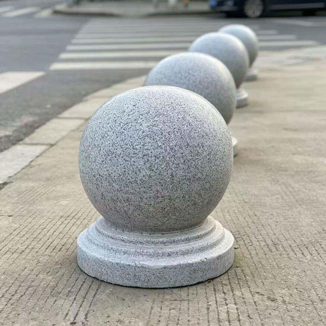 户外挡车石墩圆形挡车球广场路障花岗岩挡车石水磨抛光大理石墩子