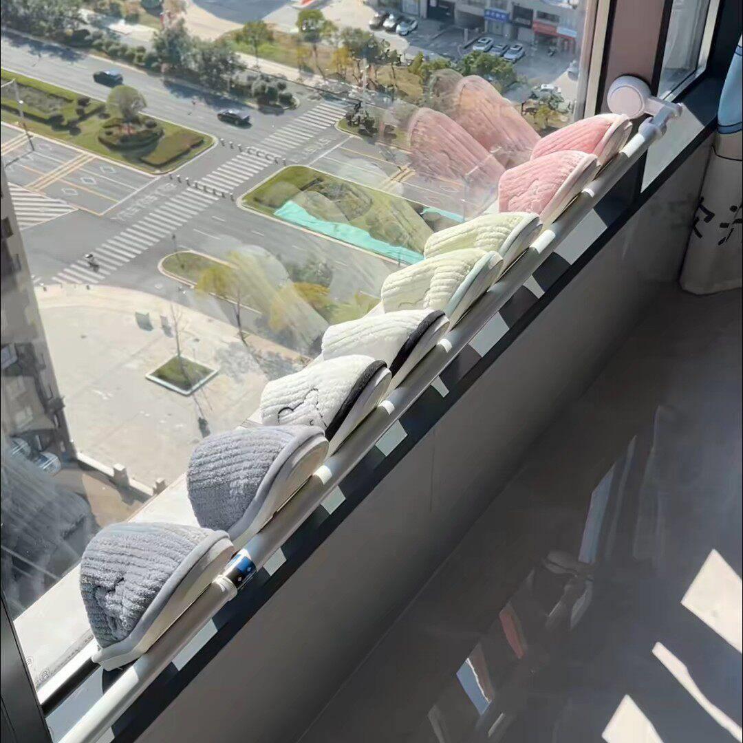 晒鞋子神器阳台晾鞋架可伸缩免打孔晾衣杆多功能窗户吸盘晾衣架子