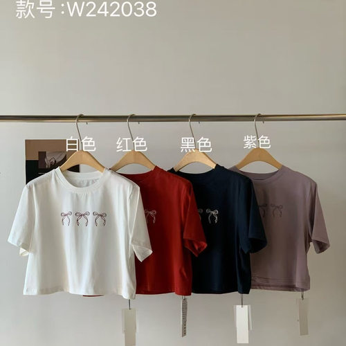 现货eter蝴蝶结短款T恤上衣