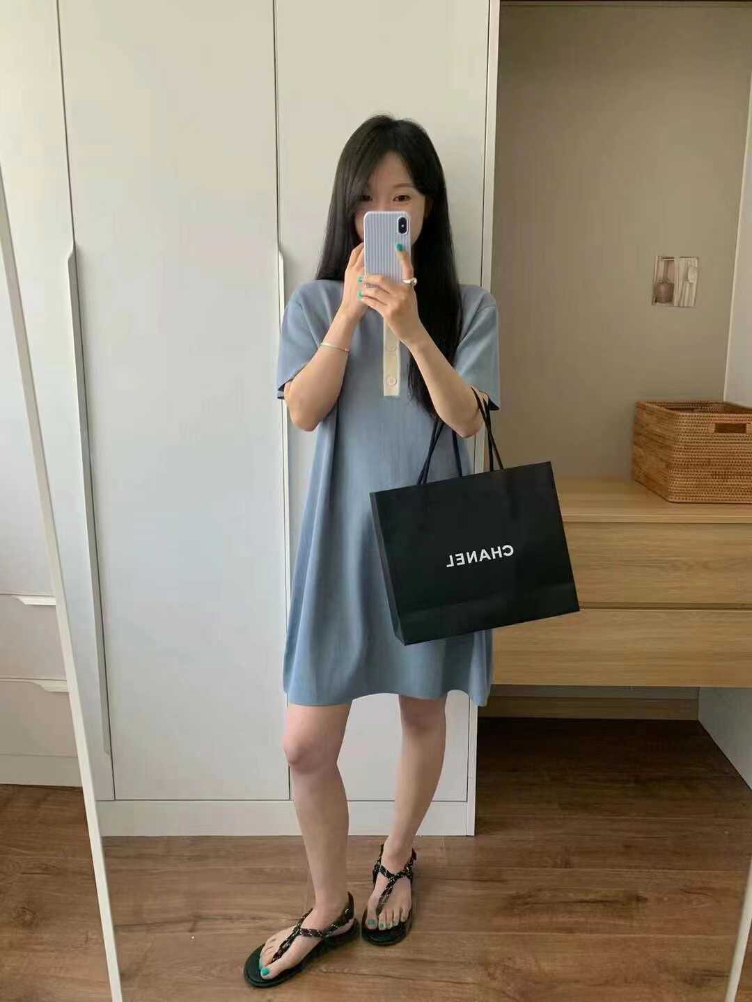 JeongGam情感洋气polo领连衣裙