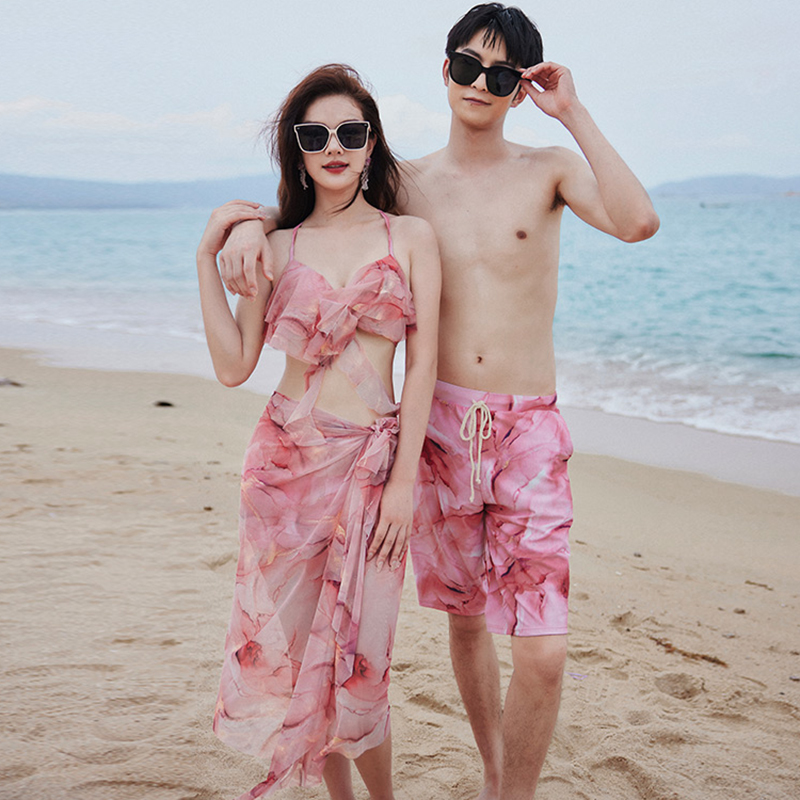 情侣泳衣夏2025新款性感分体三件套显瘦海边度假温泉男士套装泳装 情侣泳衣夏2025新款性感分体三件套显瘦海边度假温泉男士套装泳装