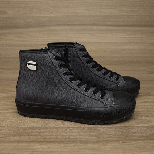 11.27 G.T 男士高帮皮面运动鞋黑色系带休闲鞋潮鞋百搭板鞋 七