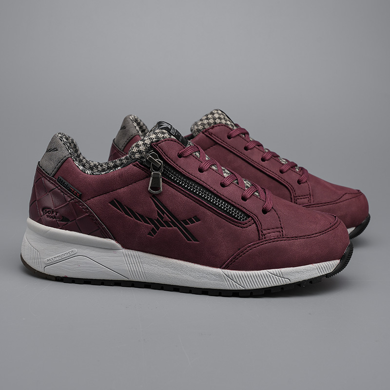 8.12 A.R 女子系带防滑防水皮革户外运动鞋侧拉链好穿脱 农