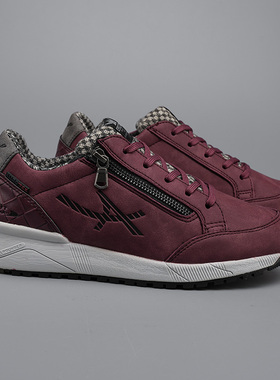 8.12 A.R 女子系带防滑防水皮革户外运动鞋侧拉链好穿脱 农