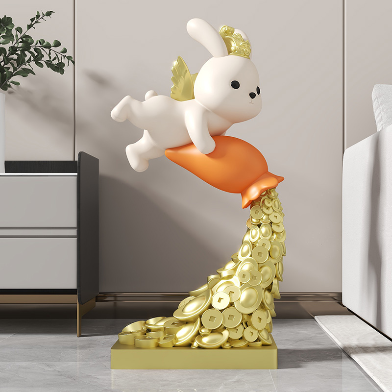 创意兔然暴富落地摆件
