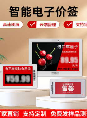 智能电子价签超市医院学校生鲜货架电子标签会议桌电子水墨牌标市商场彩色三色手机电脑远程统一操控标签厂家