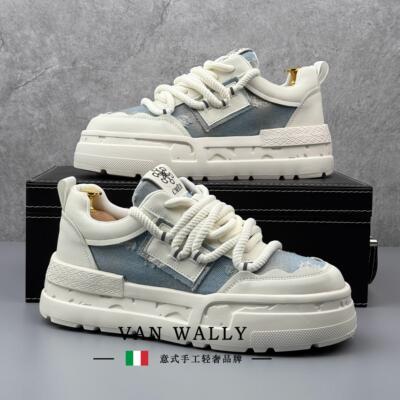 VAN WALLY板鞋男2026新款轻奢百搭厚底增高小白鞋时尚休闲鞋子男