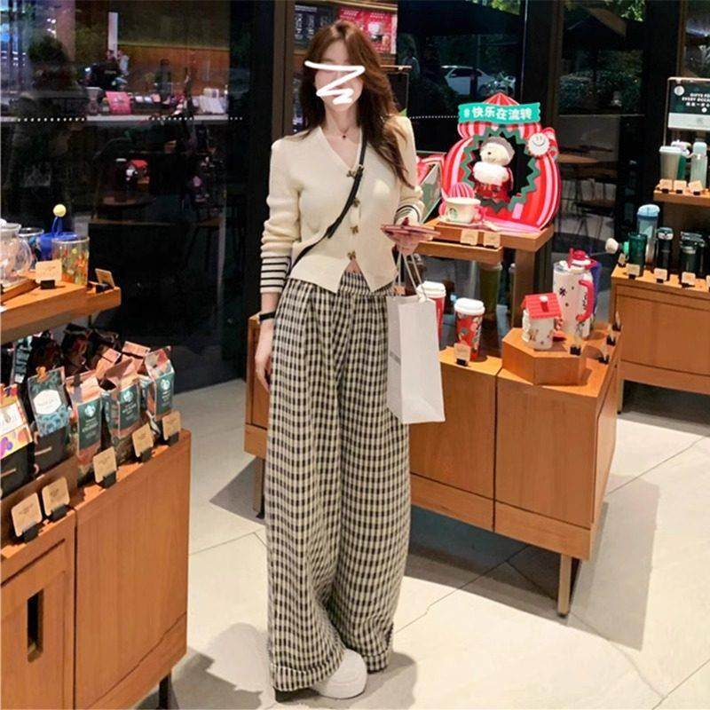 Lily Most小香风高级感针织休闲 套装女2025新款减龄洋派格子卫裤,女装/女士精品,时尚套装,淘宝优惠券,粉丝福利购,淘宝优惠卷