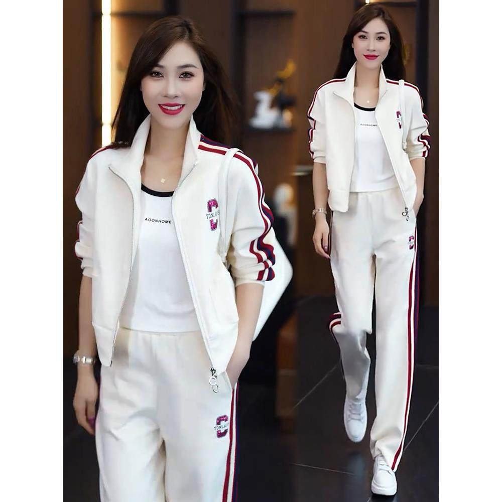 立领运动服套装女2025春秋新款开衫卫衣阔腿裤舒适显瘦休闲两件套