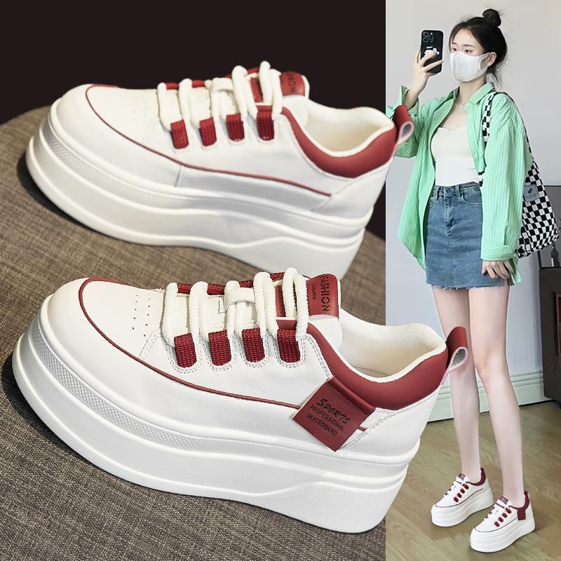 香港小白鞋女鞋2025春季新款爆款百搭松糕内增高休闲厚底运动板鞋