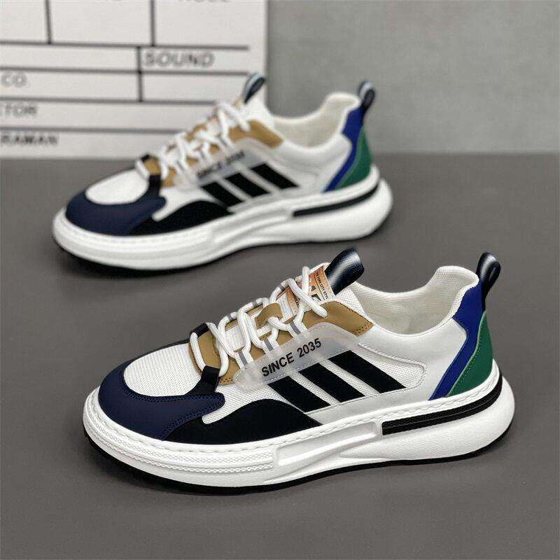 男鞋夏季透气2025新款网红休闲 鞋男士运动小白鞋厚底增高老爹潮