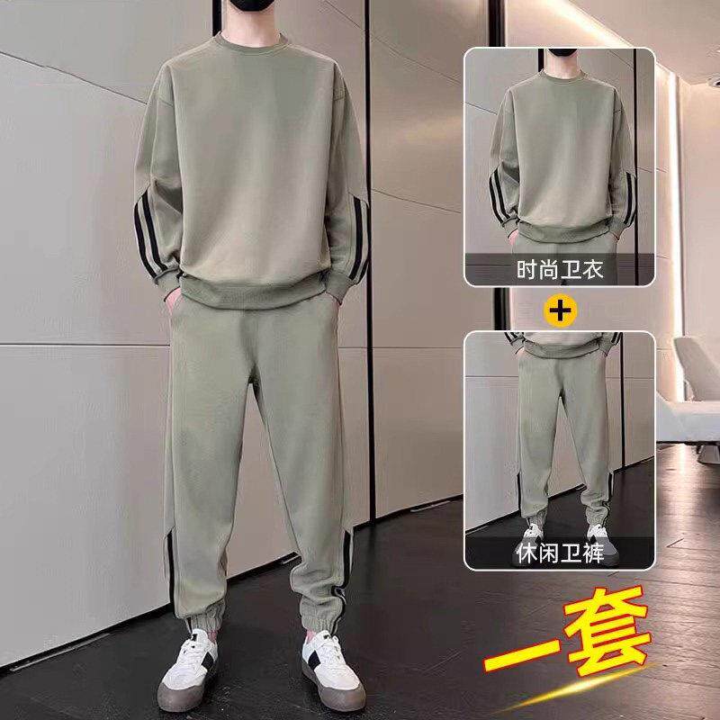 休闲运动服套装男士2025新款春秋冬季高级感圆领长袖卫衣卫裤男装