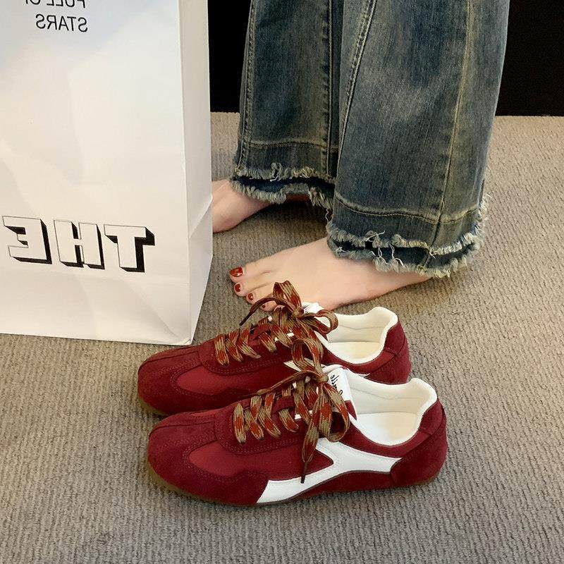 英国真皮红色德训鞋女款2025新款秋季平底休闲运动阿甘鞋经典板鞋,女鞋,德训鞋,淘宝优惠券,粉丝福利购,淘宝优惠卷