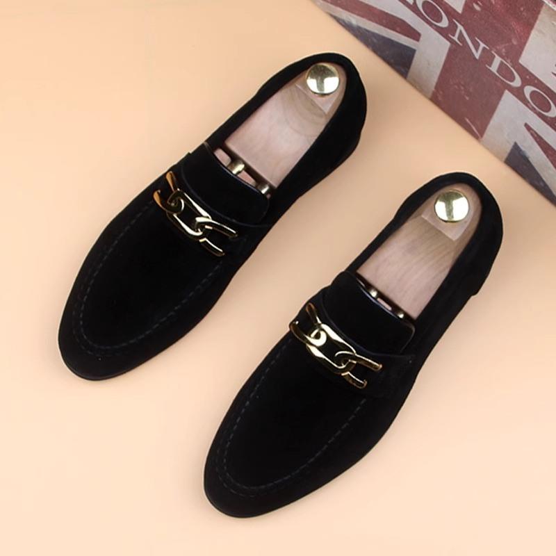 男鞋秋季透气2024新款一脚蹬懒人豆豆鞋英伦商务男士休闲翻毛皮鞋