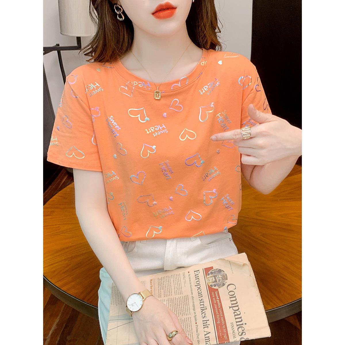 印花短袖T恤女2026夏季新款设计感小众休闲时尚女士减龄体恤上衣