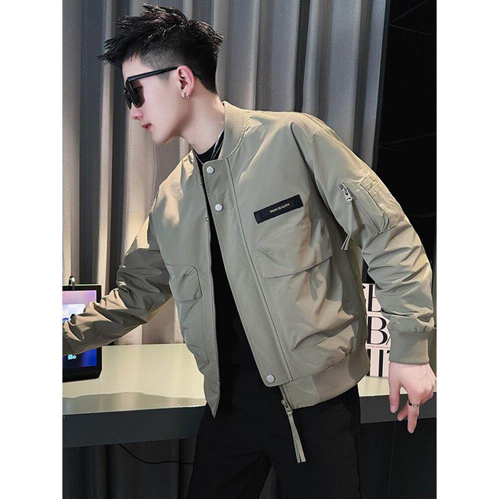 UASK军绿色夹克外套男春秋季2025新款潮牌高端休闲男士工装棒球服