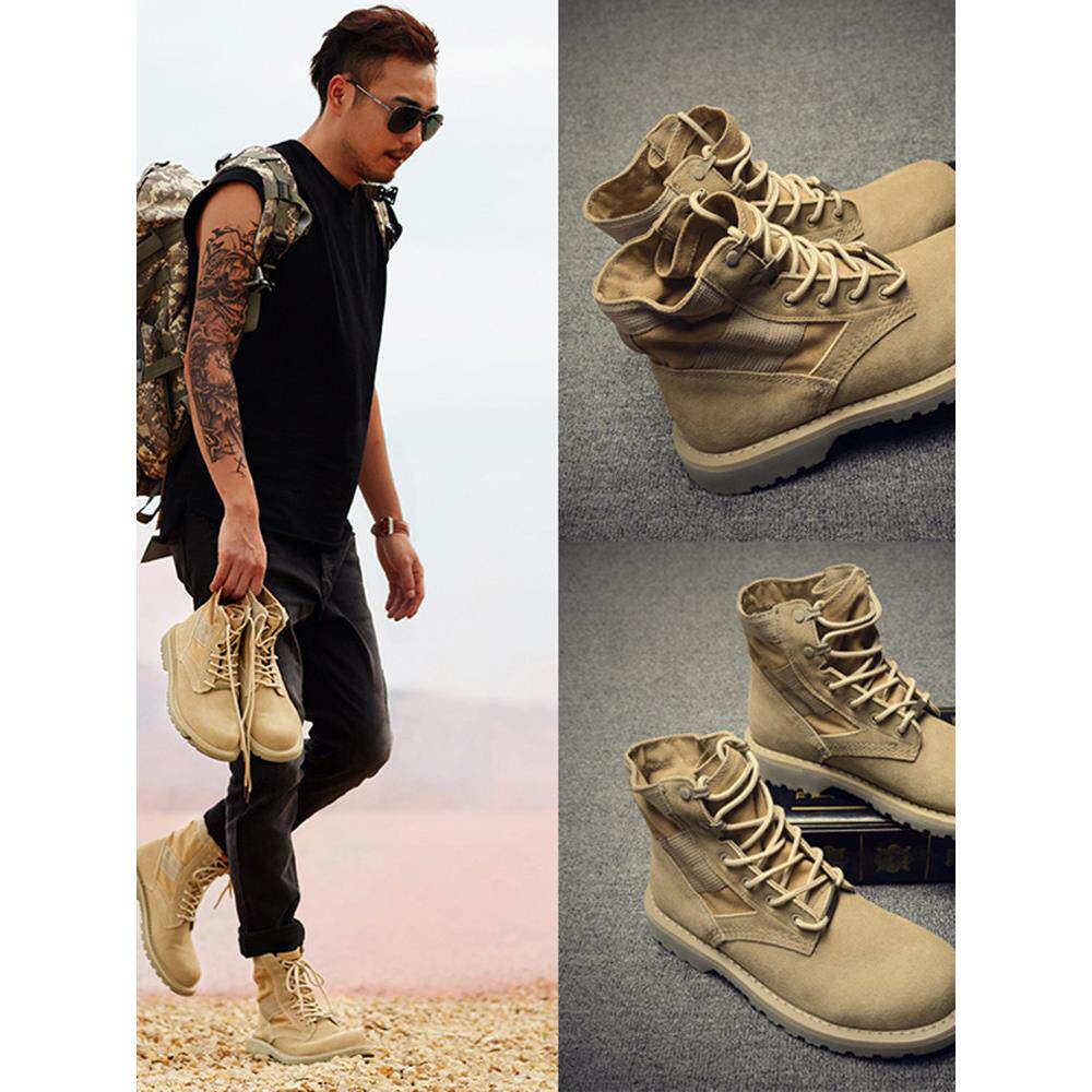 靴子男士的中高顶夏季新多功能透气时髦工作鞋英国覆古耐磨沙漠靴