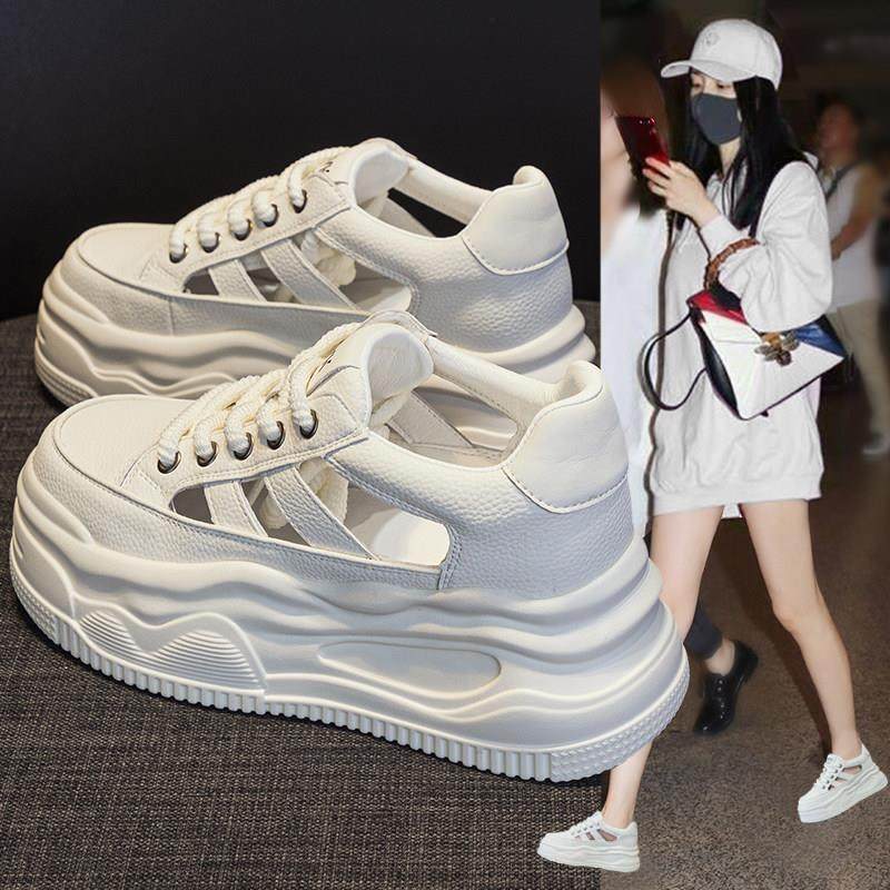 【8.5厘米】超透气+轻便不累脚~镂空厚底内增高凉鞋休闲小白鞋ins,女鞋,网面鞋,淘宝优惠券,粉丝福利购,淘宝优惠卷