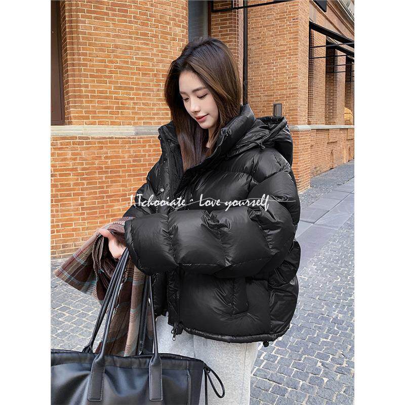 I.Tchooiate黑色短款羽绒服女2024新款冬款小个子宽松面包服外套