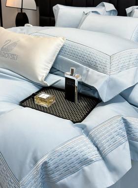 A类高端200S全棉四件套长绒棉刺绣被套床笠轻奢裸睡床单床上用品4