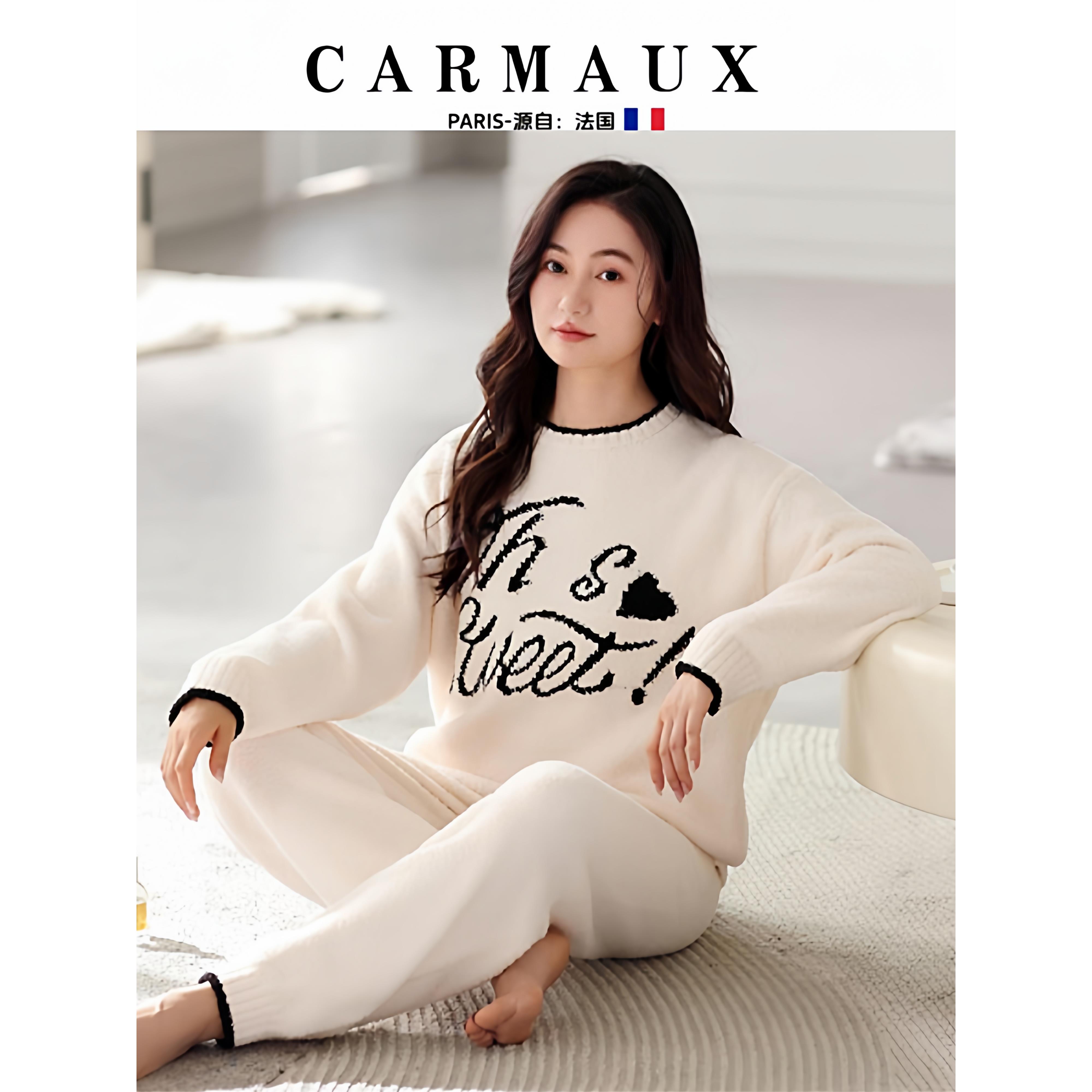 新款抗静电法兰绒睡衣女款秋冬季珊瑚绒加厚半边绒长袖保暖家居服