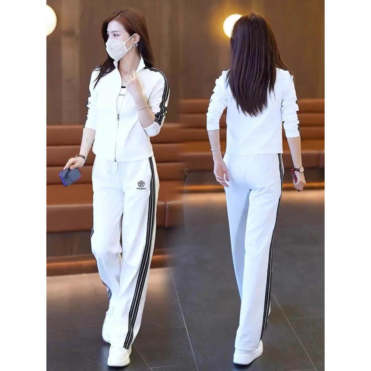 新款时尚减龄卫衣阔腿卫裤运动服两件套2025春秋休闲运动套装女潮