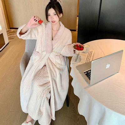 江南烟雨季！！Orange Sea！珊瑚绒加绒睡袍睡衣女款冬可外穿套装