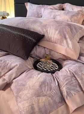 A类轻奢风母婴级200S长绒棉四件套全棉纯棉床单印花被套床上用品4
