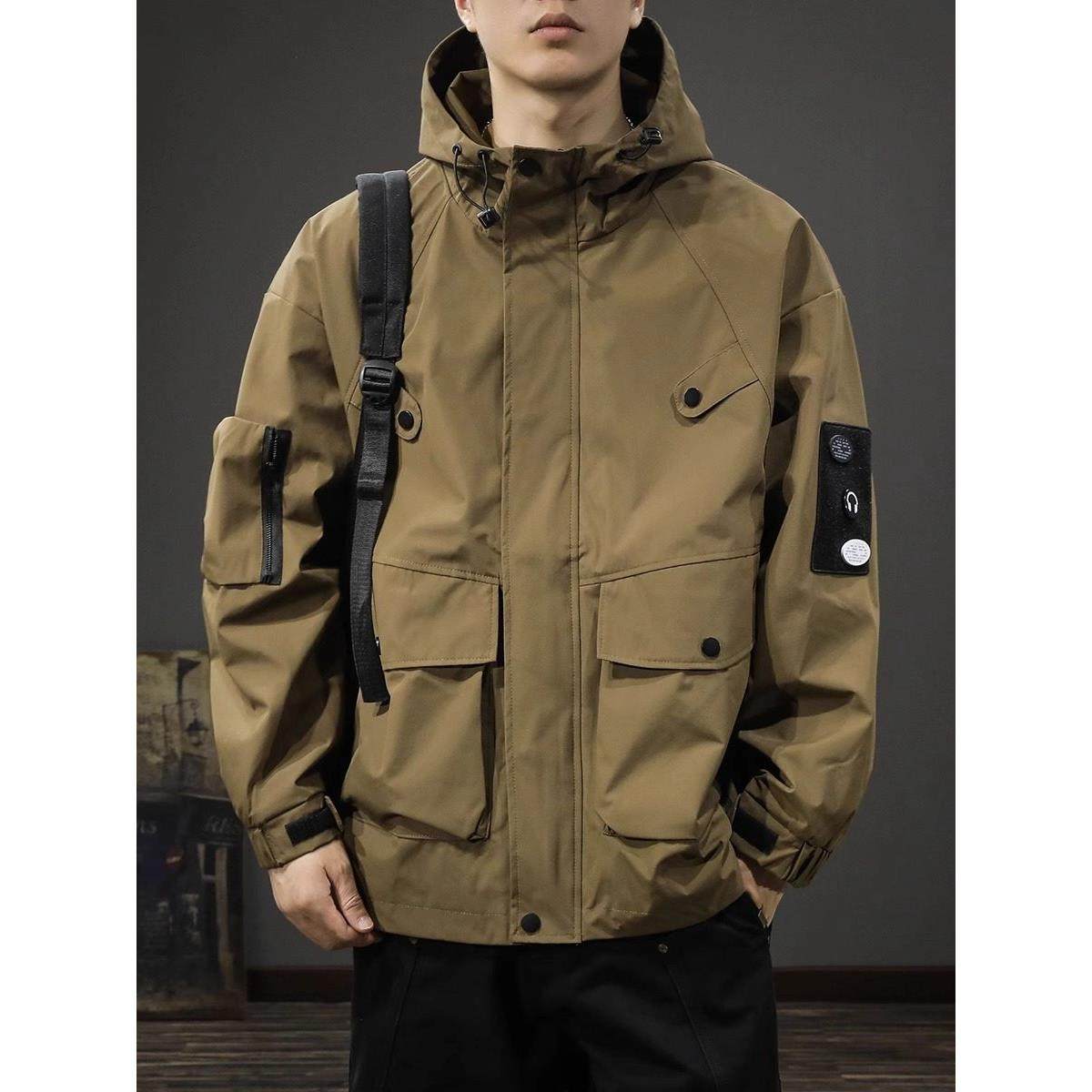 it Afternnaths潮牌连帽工装夹克男春秋季宽松大码冲锋衣休闲外套,男装,秀禾服,淘宝优惠券,粉丝福利购,淘宝优惠卷