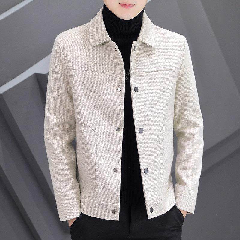 ZaSaFran~ 男士毛呢大衣春秋季修身短款呢子帅气夹克外套无帽子款,男装,秀禾服,淘宝优惠券,粉丝福利购,淘宝优惠卷