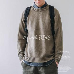 圆领纯色毛衣男宽松针织衫 BIAS日系秋冬季 情侣线衣潮牌 neith