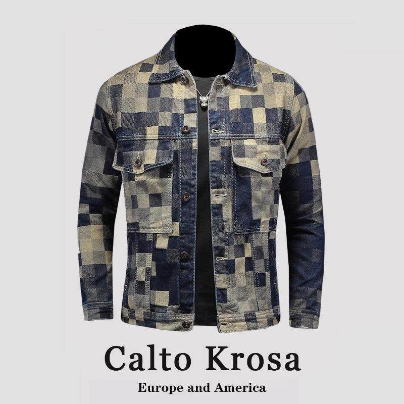 CaltoKrosa~漫威毒液时尚格子牛仔外套男士潮流韩版修身夹克上衣,男装,牛仔外套,淘宝优惠券,粉丝福利购,淘宝优惠卷