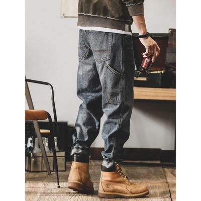 潮牌it neith BIAS直筒牛仔裤男宽松休闲加绒百搭大码春秋工装裤