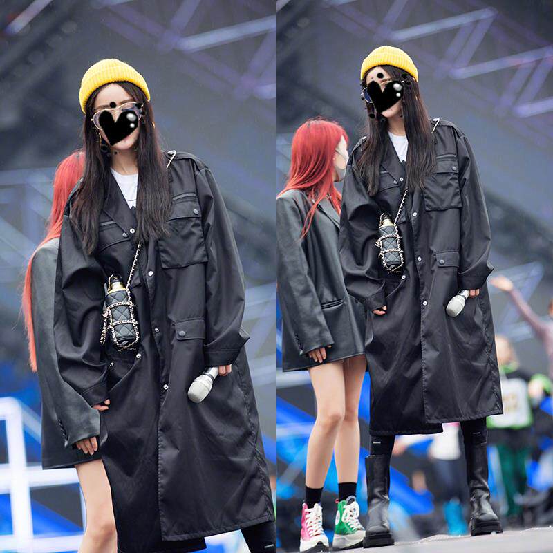 春秋新明星王子文幂幂同款英伦中长款风衣宽松工装外套BF风女潮